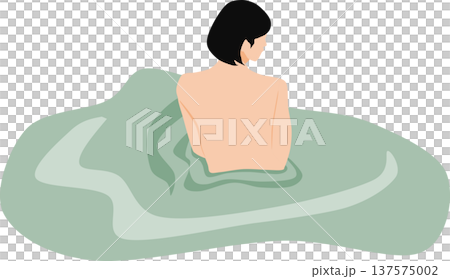 一位女子正在露天浴池中泡澡的插圖 一位女子正在露天浴池中泡澡的插圖 137575002