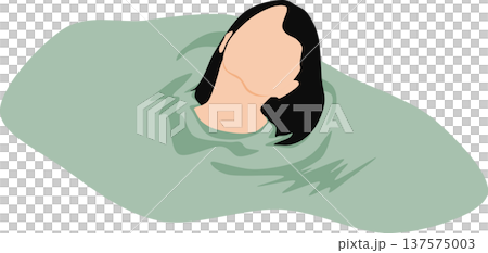 一位女子正在露天浴池中泡澡的插圖 一位女子正在露天浴池中泡澡的插圖 137575003