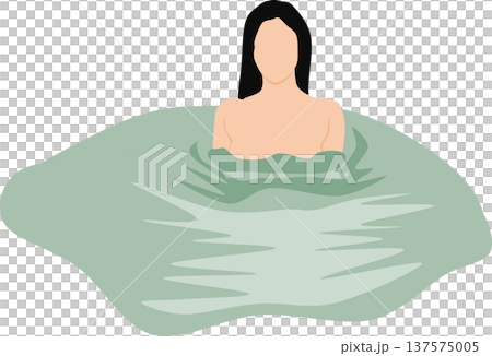 露天風呂に浸かる女性のイラスト 137575005