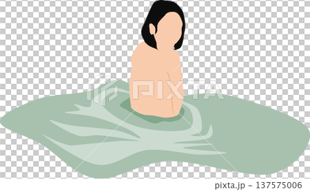 露天風呂に浸かる女性のイラスト 137575006