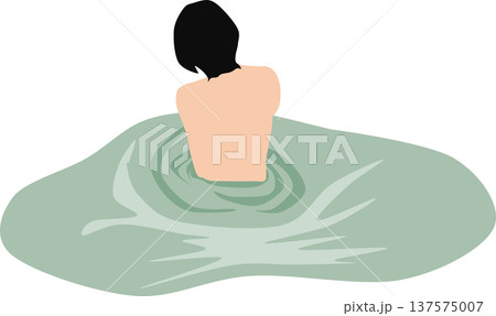 露天風呂に浸かる女性のイラスト 露天風呂に浸かる女性のイラスト 137575007