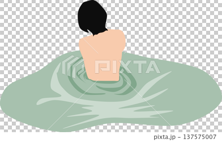 露天風呂に浸かる女性のイラスト 露天風呂に浸かる女性のイラスト 137575007