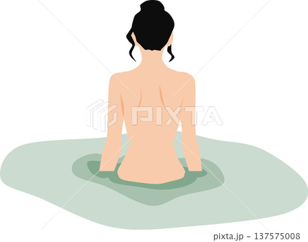 露天風呂に浸かる女性のイラスト 露天風呂に浸かる女性のイラスト 137575008