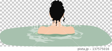 一位女子正在露天浴池中泡澡的插圖 一位女子正在露天浴池中泡澡的插圖 137575016