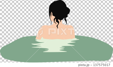 露天風呂に浸かる女性のイラスト 137575017