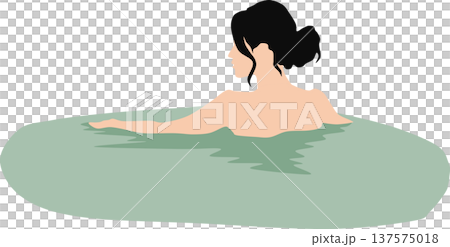 Illustration of a woman soaking in an open-air bath Illustration of a woman soaking in an open-air bath 137575018