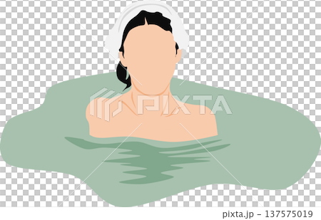 一位女子正在露天浴池中泡澡的插圖 一位女子正在露天浴池中泡澡的插圖 137575019