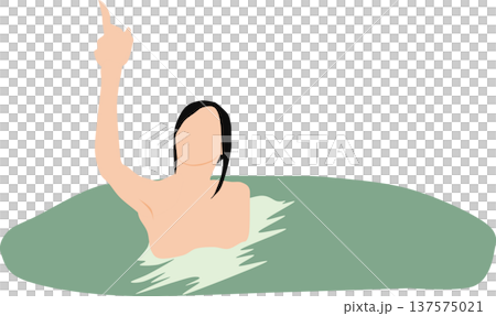 一位女子正在露天浴池中泡澡的插圖 137575021