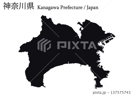 日本のベクターイラスト地図素材:神奈川県全体地図 日本のベクターイラスト地図素材:神奈川県全体地図 137575743