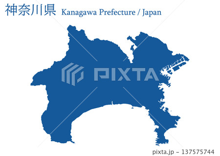 日本のベクターイラスト地図素材:神奈川県全体地図 日本のベクターイラスト地図素材:神奈川県全体地図 137575744