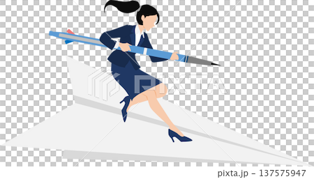スキルアップを考えるビジネスウーマンのイラスト スキルアップを考えるビジネスウーマンのイラスト 137575947