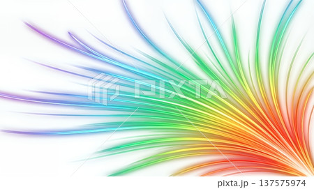 カラフルな光の曲線が美しい躍動感のある幾何学デザイン 137575974