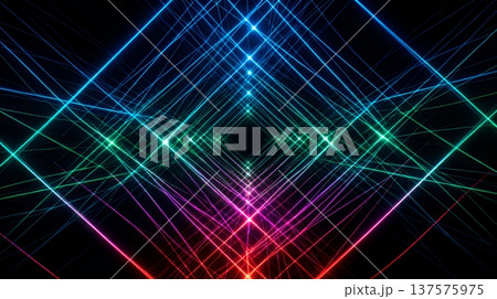 未来的なデジタルネットワークをイメージした光の格子の抽象背景 137575975