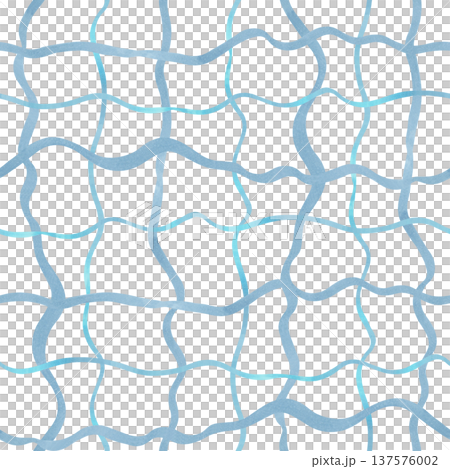 Seamless pattern of blue wavy lines forming uneven squares. Hand drawn watercolor illustration. Delicate abstract plaid background for textiles, packaging and nautical inspired decor Seamless pattern of blue wavy lines forming uneven squares. Hand drawn watercolor illustration. Delicate abstract plaid background for textiles, packaging and nautical inspired decor 137576002