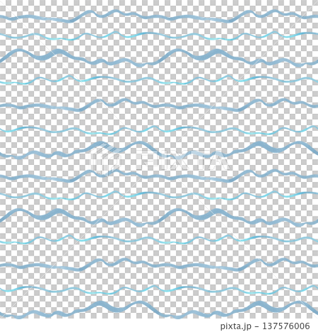 Seamless pattern of wavy blue lines. Watercolor illustration. Abstract elements in a cute nautical style. Hand drawn isolated art. Background for fabric, textiles and underwater themed wallpaper. 137576006