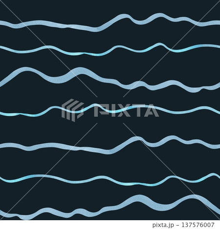 Seamless pattern of wavy lines on a blue background. Watercolor illustration. Abstract elements in a nautical style. Hand drawn isolated art. Design for fabric, textiles with an underwater theme Seamless pattern of wavy lines on a blue background. Watercolor illustration. Abstract elements in a nautical style. Hand drawn isolated art. Design for fabric, textiles with an underwater theme 137576007