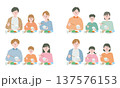食事をする家族　セット 137576153