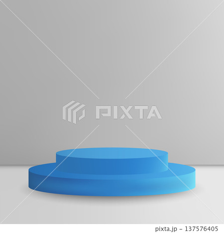 Stepped blue cylinder platform for object visualization. Eps 10 137576405