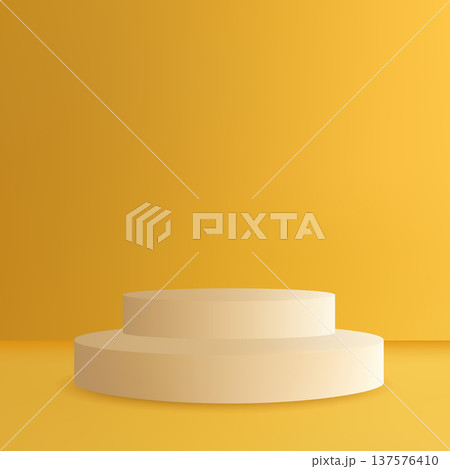 Bright yellow two-step platform for commercial presentation. Eps 10 Bright yellow two-step platform for commercial presentation. Eps 10 137576410