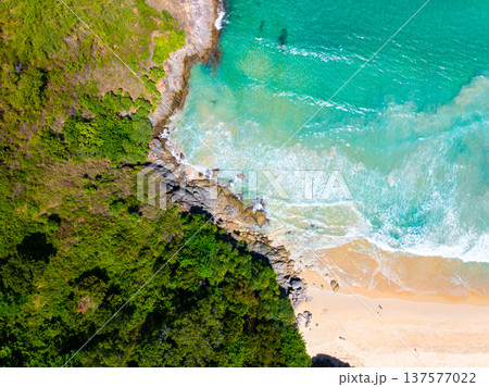 Sea surface aerial view,Bird eye view photo of waves and water surface texture, Blue sea background, Beautiful nature, Amazing view sea background 137577022