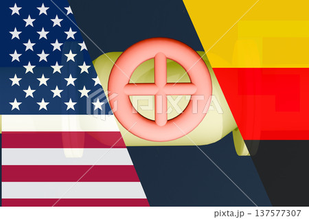 U.S. and German flag on the background of a natural gas supply pipe. U.S. and German flag on the background of a natural gas supply pipe. 137577307