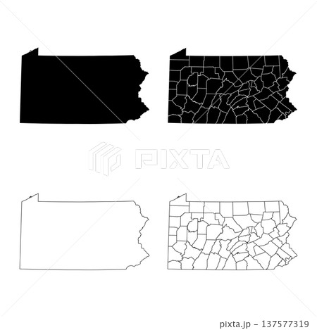 Pennsylvania State Outline and Solid Fill Map Set. 137577319