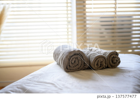 タオルとブラインドの室内 137577477