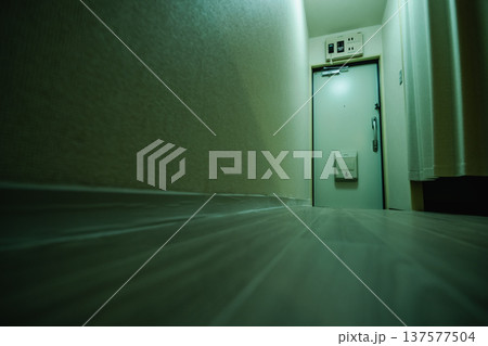 薄暗い廊下の非常口 137577504