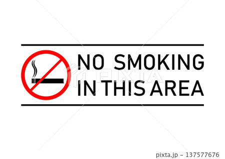 No Smoking In This Area Sign With Red Circle Prohibition Symbol. No Smoking In This Area Sign With Red Circle Prohibition Symbol. 137577676