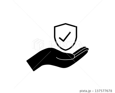 Security And Protection Icon Showing Hand Holding Shield. 137577678