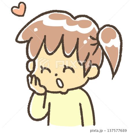 片手でほほを覆う女の子 片手でほほを覆う女の子 137577689