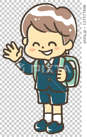 Elementary school boy wearing formal attire and carrying a school bag Elementary school boy wearing formal attire and carrying a school bag 137577696