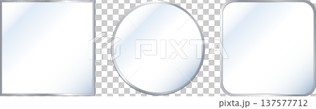 表面が光に反射している細い銀色の立体的なメタルフレームの素材セット 137577712