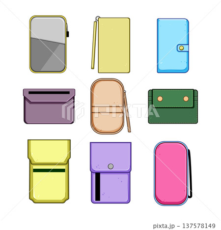 People carrying different wallet and pouch accessories collection 137578149