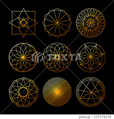 Sacred geometry golden symbols and spiritual patterns Sacred geometry golden symbols and spiritual patterns 137578176