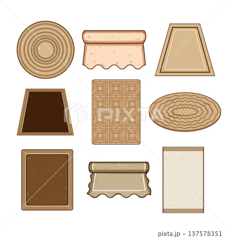 Collection of natural fiber woven rugs and mats Collection of natural fiber woven rugs and mats 137578351