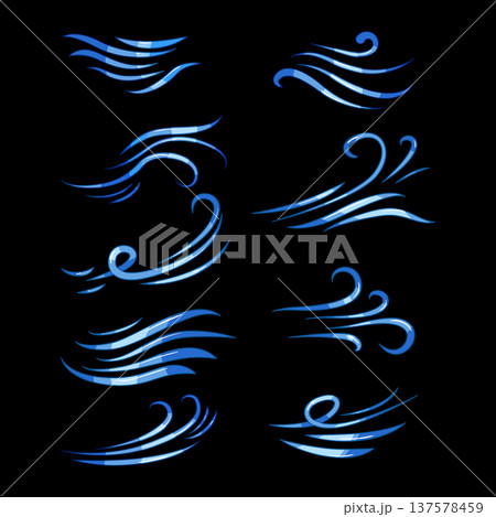 Abstract blue wind gusts blowing current air movement Abstract blue wind gusts blowing current air movement 137578459