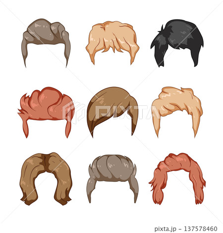 Different male hairstyles changing hair color and style concept Different male hairstyles changing hair color and style concept 137578460