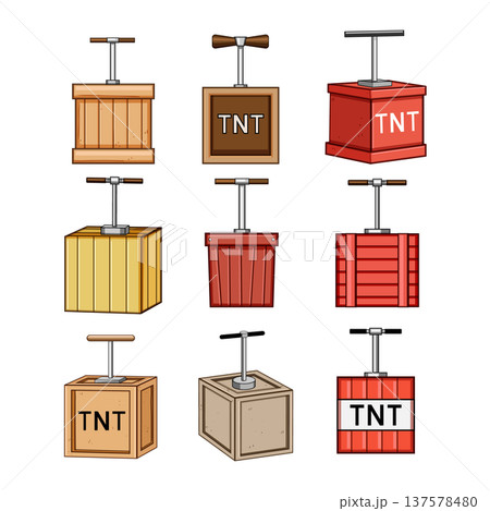 Detonators igniting explosives with tnt labels concept Detonators igniting explosives with tnt labels concept 137578480