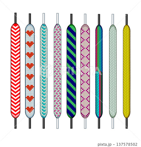 Colorful shoelaces showing diverse patterns and personal style Colorful shoelaces showing diverse patterns and personal style 137578502