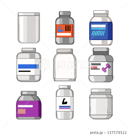 Protein supplement jars and containers for bodybuilding nutrition Protein supplement jars and containers for bodybuilding nutrition 137578522