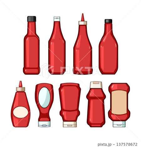 Ketchup bottles different shapes and sizes illustration set 137578672