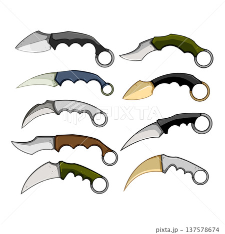 Karambit knives collection featuring various modern tactical designs 137578674