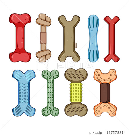 Dog bone toys offering varied chewing experiences for pets 137578814