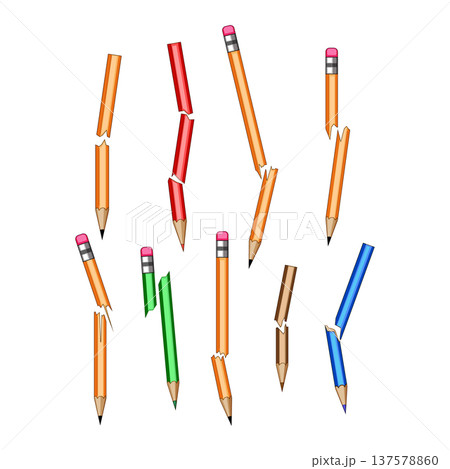 Broken assorted color pencils illustrating failure and stress in education Broken assorted color pencils illustrating failure and stress in education 137578860