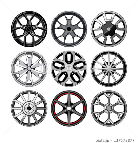Alloy wheel designs showcasing various car customization options 137578877