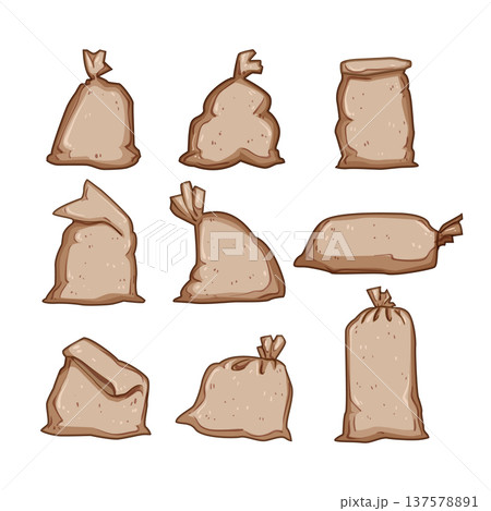 sand bag set cartoon vector illustration 137578891