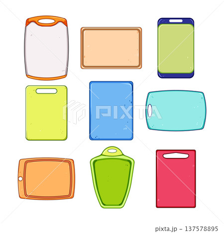plastic cutting board set cartoon vector illustration plastic cutting board set cartoon vector illustration 137578895