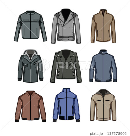 leather jacket male set cartoon vector illustration leather jacket male set cartoon vector illustration 137578903