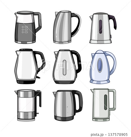 kettle electric set cartoon vector illustration kettle electric set cartoon vector illustration 137578905